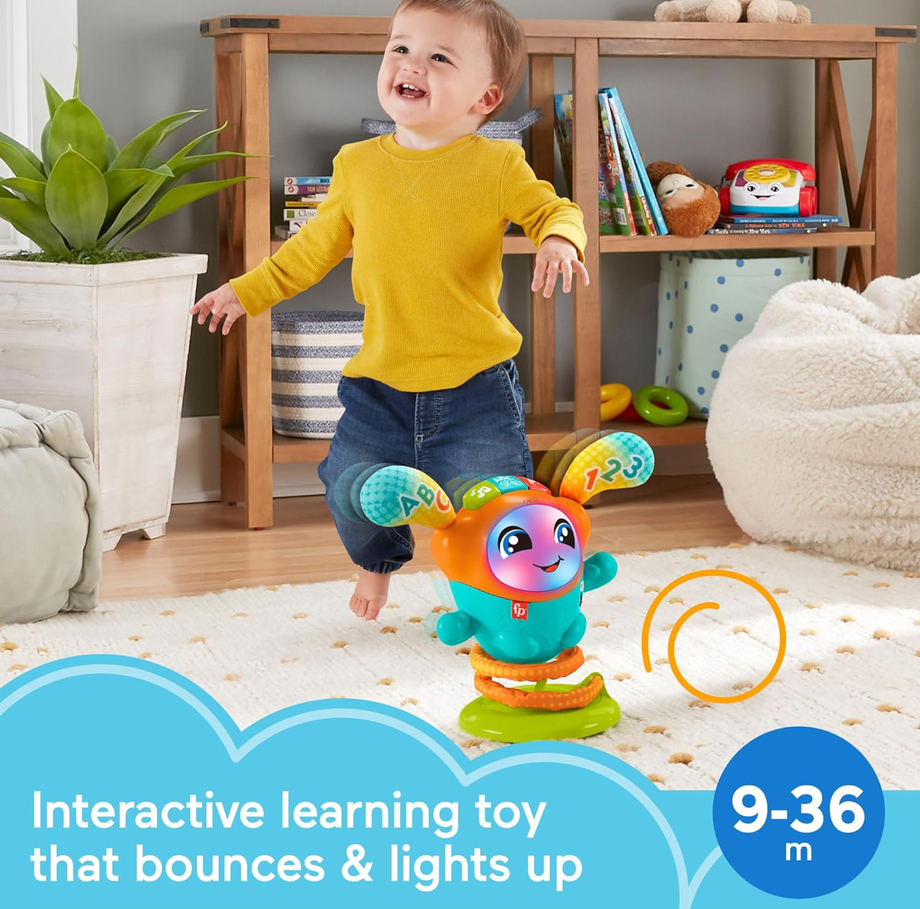 Fisher Price Baby Toddler Learning Toy DJ Bouncin’ Beats with Music Lights - Image 4