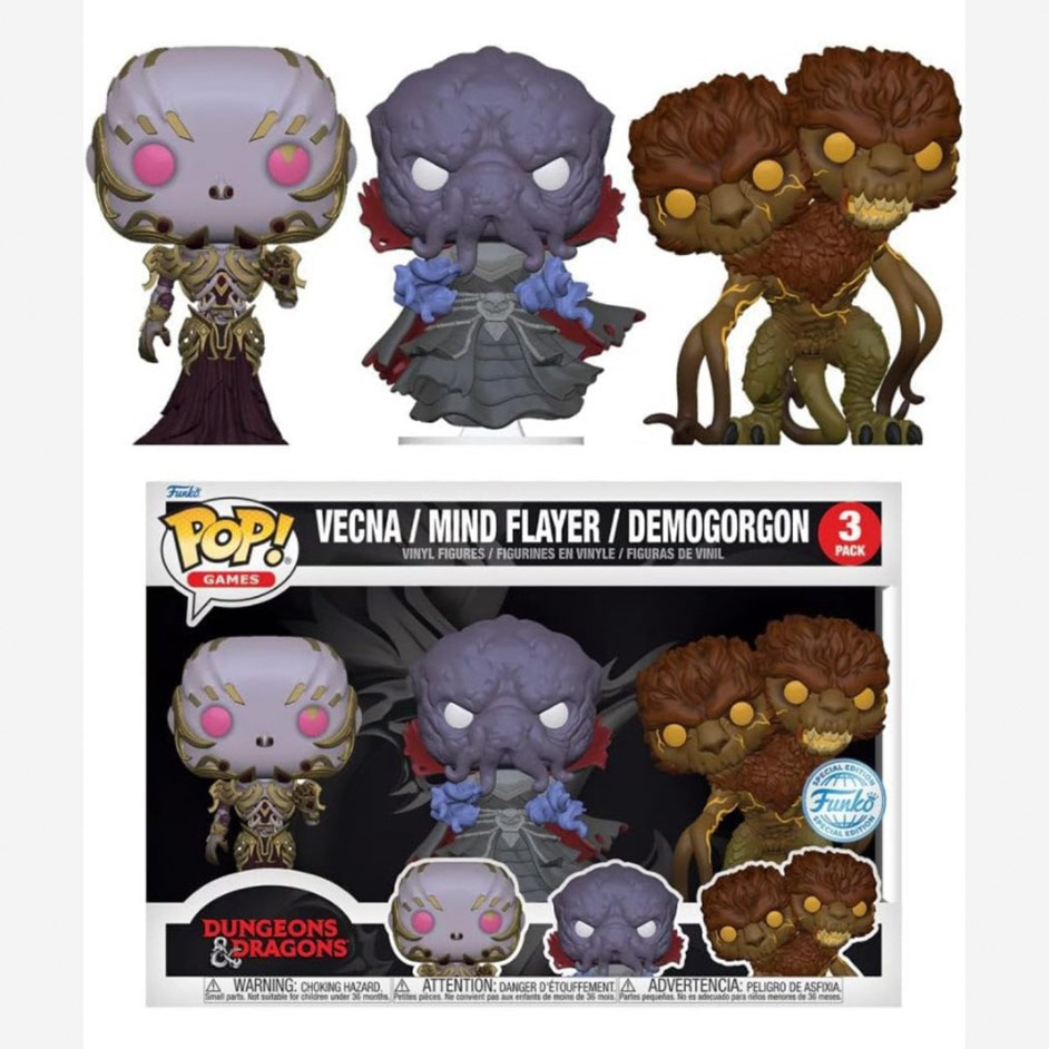 Funko Pop! Dungeons and Dragons Vecna, Mind Flayer, Demogorgon 3-Pack