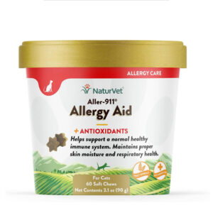 NaturVet – Aller-911 Allergy Aid Plus Antioxidants For Cats – 60 Soft Chews | Supports Immune System, Skin Moisture & Respiratory Health | Enhanced With Omegas, DHA & EPA | 30 Day Supply