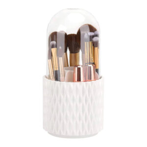 Makeup Brush Organizer 360 Rotating, Makeup Brush Holder with Lid by Dustproof Waterproof, Cosmetic Organizer Storage