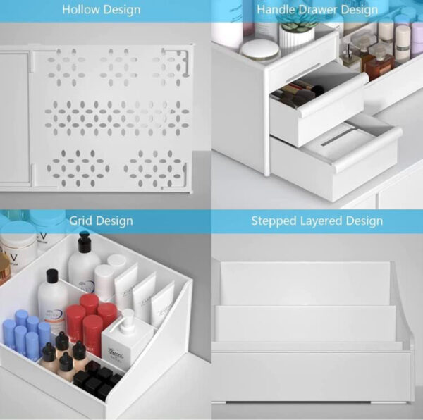 Luxury Makeup Storage Box Organizer, Cosmetic Storage Box Organizer with Drawers, Large Capacity - Image 3