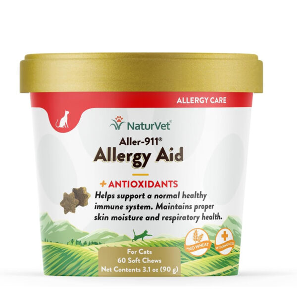 NaturVet – Aller-911 Allergy Aid Plus Antioxidants For Cats – 60 Soft Chews | Supports Immune System, Skin Moisture & Respiratory Health | Enhanced With Omegas, DHA & EPA | 30 Day Supply - Image 2
