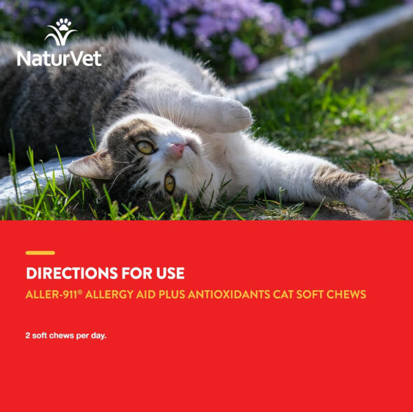 NaturVet – Aller-911 Allergy Aid Plus Antioxidants For Cats – 60 Soft Chews | Supports Immune System, Skin Moisture & Respiratory Health | Enhanced With Omegas, DHA & EPA | 30 Day Supply - Image 5