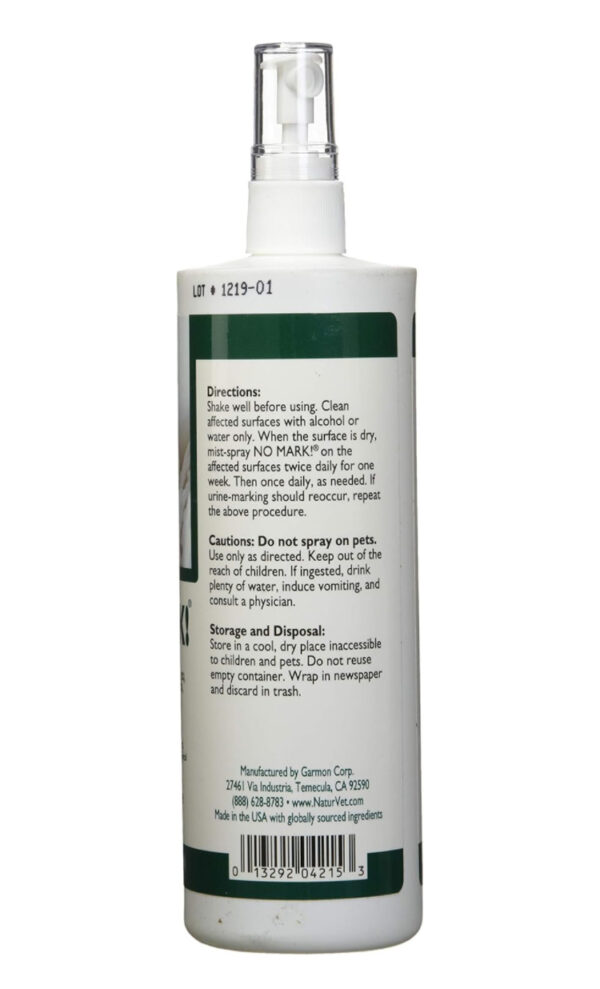 NaturVet Pet Organics No Mark Cat Spray – Helps Deter Cats from Urine Marking – for Indoor/Outdoor Use, Housetraining – Simulated Pheromones, Mist Sprayer – 16 Fl. Oz. - Image 2