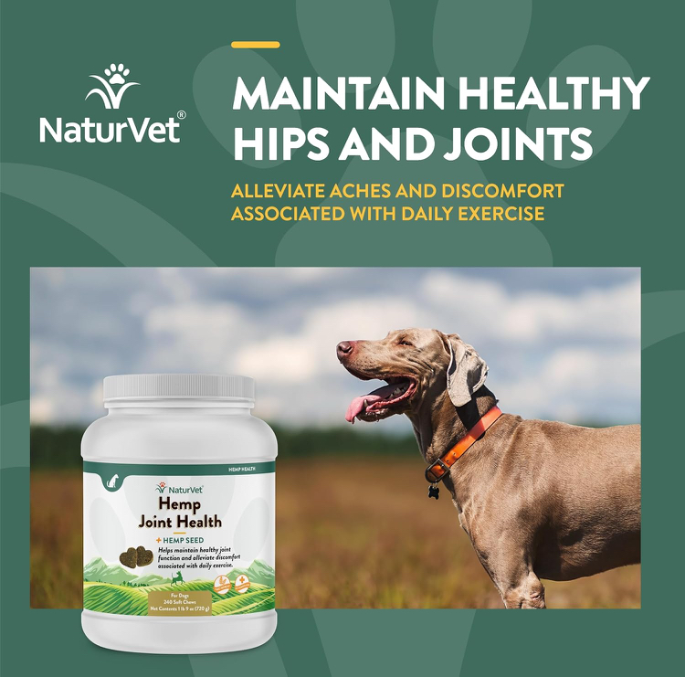 NaturVet Hemp Joint Health Hip & Joint Support Dog Supplement – Soft Chew Supplements for Dogs with Glucosamine, MSM, Chondroitin, Omega 3, Vitamins, Antioxidants – 240 Ct. - Image 6