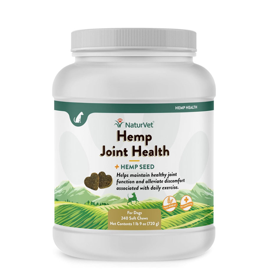 NaturVet Hemp Joint Health Hip & Joint Support Dog Supplement – Soft Chew Supplements for Dogs with Glucosamine, MSM, Chondroitin, Omega 3, Vitamins, Antioxidants – 240 Ct.