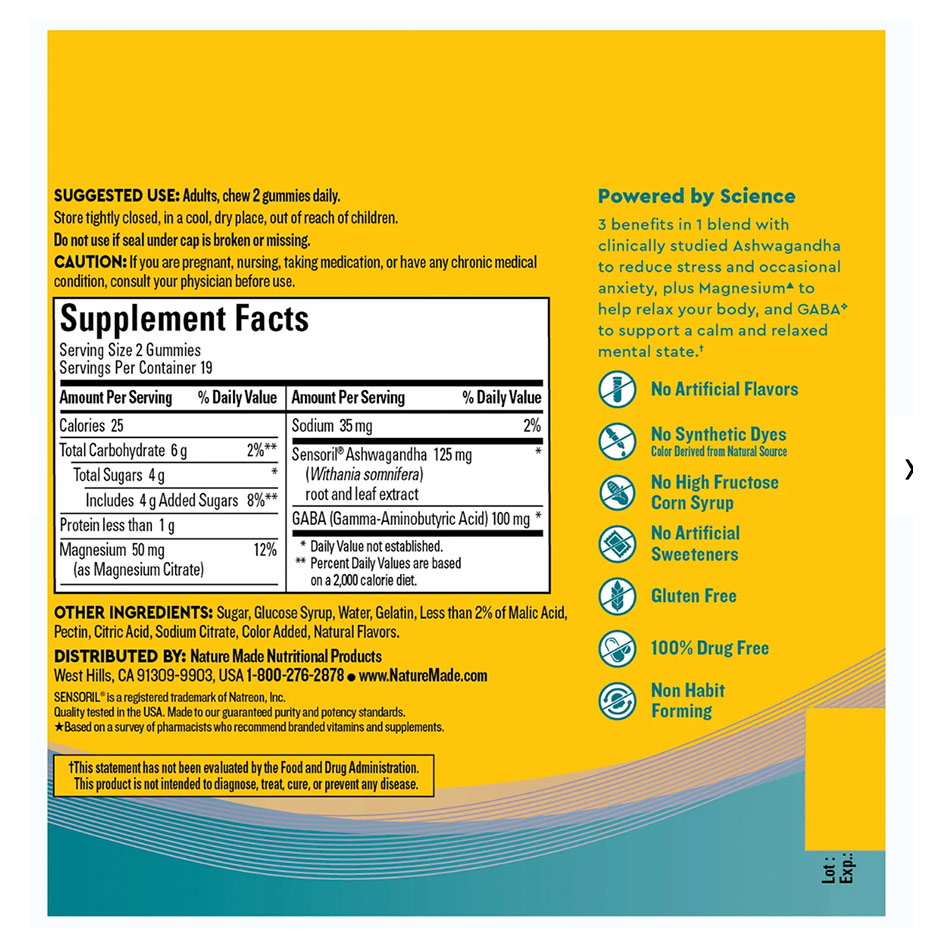 Nature Made Wellblends Calm Mind & Body Stress Relief Ashwagandha 38 Gummies - Image 2