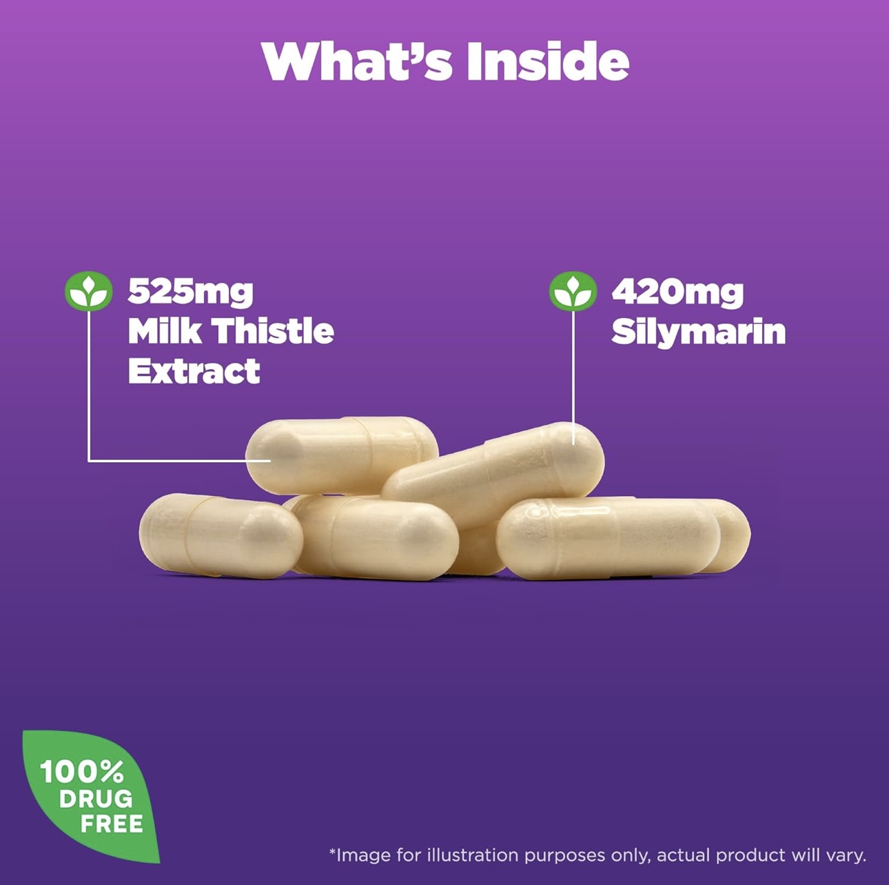 Natrol Milk Thistle 525mg 60 capsules - Image 2