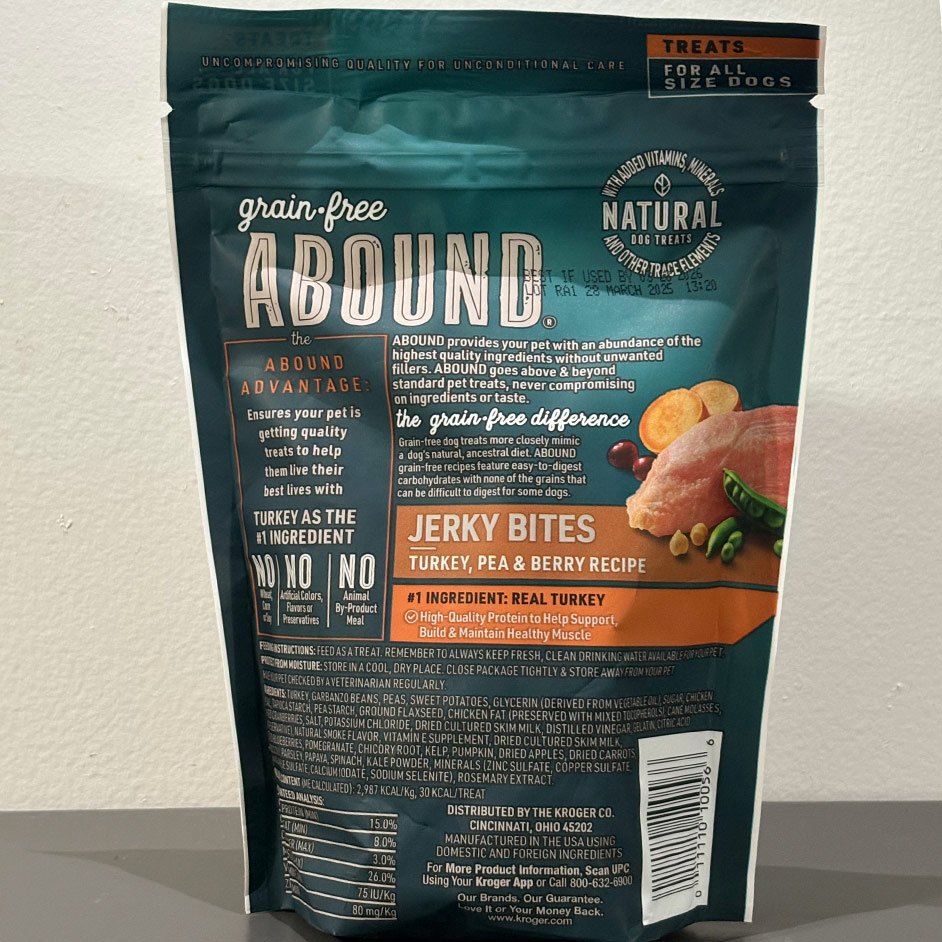 Abound Grain Free Turkey, Pea & Berry Jerky Bites, 12 Ounce - Image 2