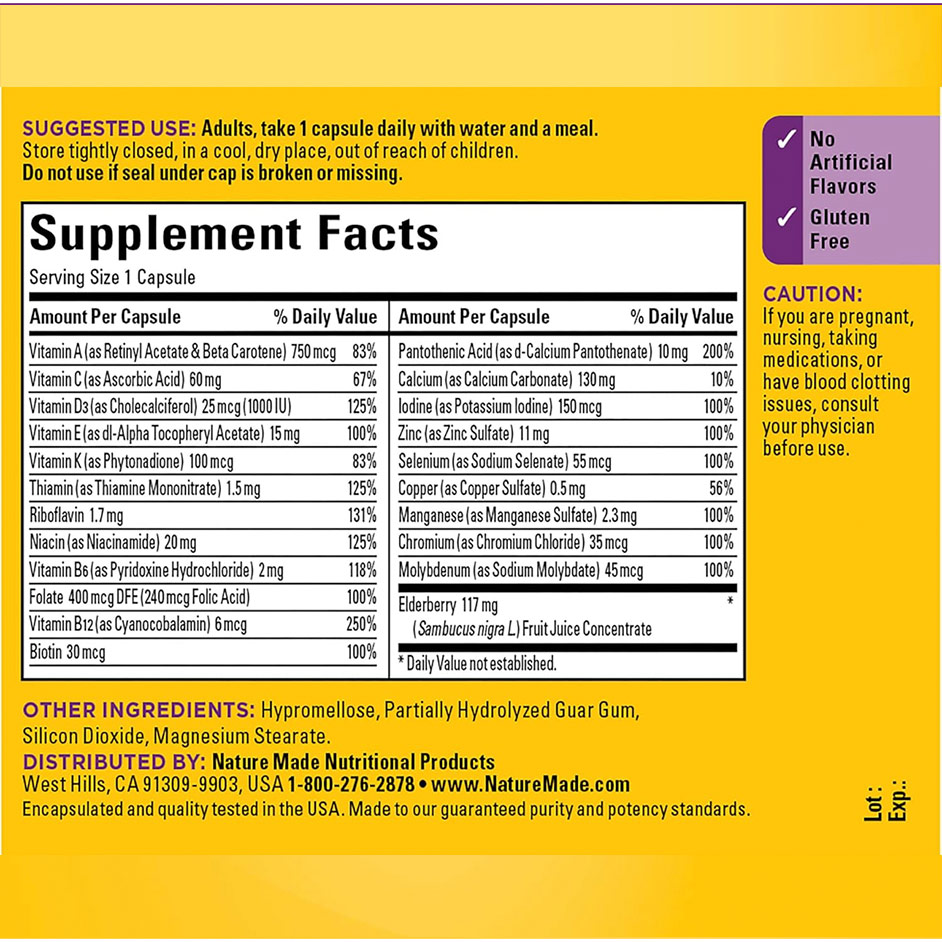 Nature Made Multi + Elderberry 60 Capsules - Image 5