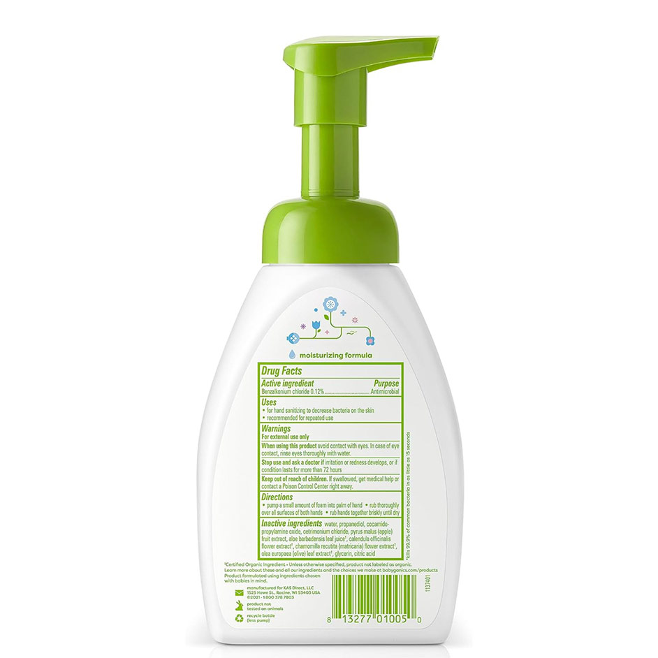 Babyganics Alcohol-Free Foaming Hand Sanitizer, Pump Bottle, Fragrance Free, 8.45 oz, Packaging May Vary - Image 3