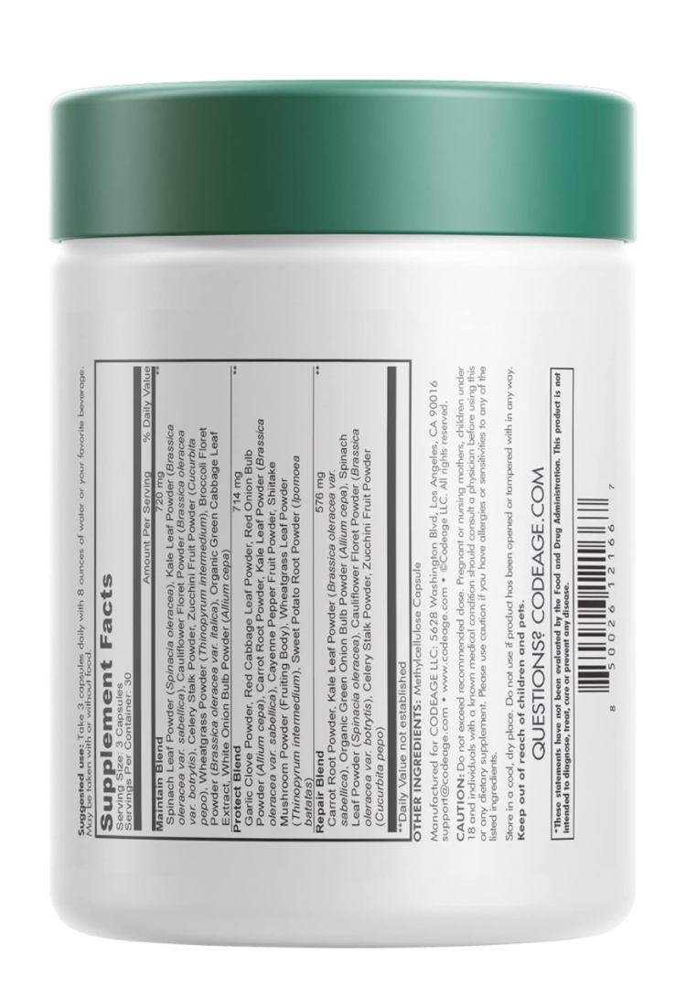 Codeage Instantfood Easy Veggies, Over 15 Vegetable Powders Equivalent All-in-One, Daily Vegan Blend, Whole Food Greens Vitamins Supplement Capsules, Phytonutrients Multivitamin, Non-GMO, 90 Capsules - Image 3